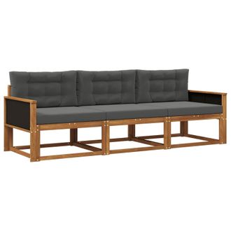 vidaXL Conjunto De Sof&aacute;s De Exterior 3 Pcs Natural Y Antracita Vidaxl