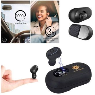 Trade Shop Trade Shop - Auricolare Bluetooth Con Base Di Ricarica Solare Per Auto Pannello Solare