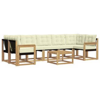 vidaXL Conjunto De Sof&aacute;s De Exterior Con Coj&iacute;n 8 Pcs Blanco Y Crema Vidaxl