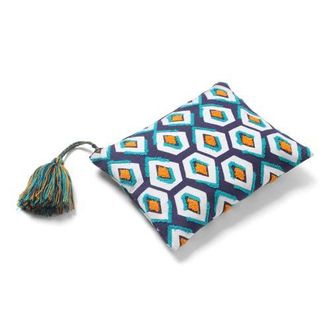 Vismaya Pentagon Embroidered Travel Pouch in Blue Cyan at Nordstrom