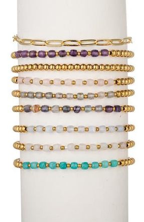 Eye Candy Los Angeles Korina Set of 9 Assorted Beaded Stretch Bracelets in Gold at Nordstrom Rack