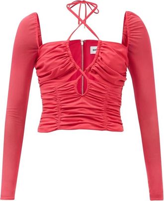 Self Portrait Top Cut Out - Dames - Blouses - Roze - S - Overhemden