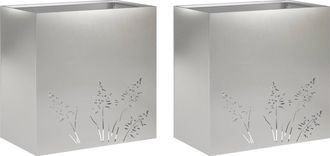 vidaXL Macetero De Jard&iacute;n 2 Uds. Plateado 50 X 30 X 49 Cm Vidaxl