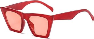 Generic Square Mens Vacation Sunglasses Outdoor Commuter Womens Decorative Sun Glasses(Red)