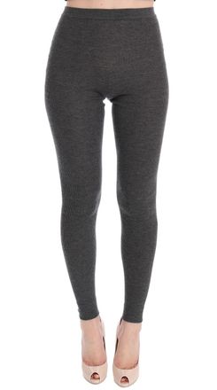 Dolce & Gabbana Womens Ribbed Knit Cashmere Leggings - Grey