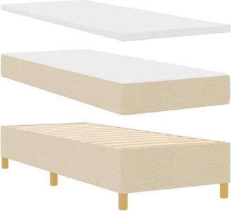vidaXL Box Spring Bed with Mattress Cream 80 x 200 cm Fabric Vidaxl