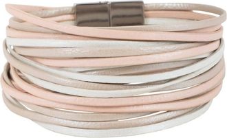 Saachi Womens Jolie Metallic Leather Bracelet In White