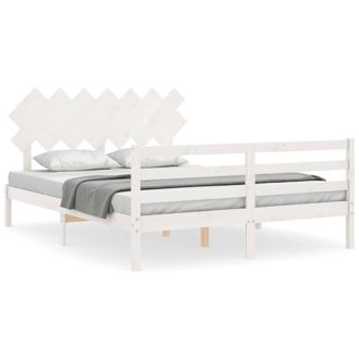 Berkfield Home Bed Frame with Headboard White 140x200 cm Solid Wood