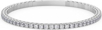 Pompeii3 4Ct Diamond Flexible Oval Bangle Womens Bracelet 14k White Gold Lab Grown Size: Medium