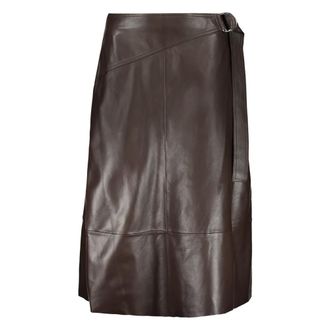 Yves Salomon Leather Skirts, female, Brown, Size: L Leather Skirt