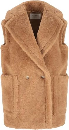 Max Mara Jassen, Dames, Beige, 2Xs, Leer, Breda Mouwloze Jas