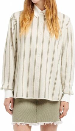Barrie Long Sleeves Oxford Wide Stripe Shirt In White Green