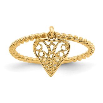 Diamond2Deal 14k Yellow Gold Dangle Heart Ring