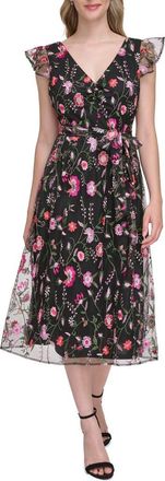 Kensie Floral Embroidered Maxi Dress in Black Multi at Nordstrom Rack, Size 10