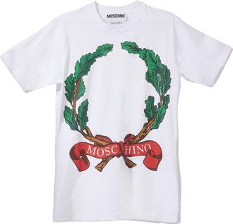 Moschino Biologisch Katoen Logo Print T-shirt - Dames - T-shirts - Wit - L - Katoen - Tops