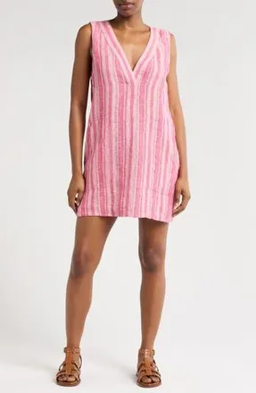 Faherty Azure Stripe Sleeveless Linen Blend Minidress in Granita Stripe at Nordstrom Rack, Size Xx-Small