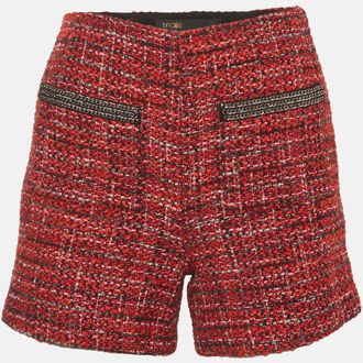 Maje Red Tweed Mid Rise Shorts