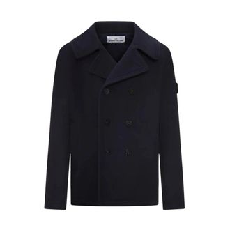 Stone Island Capospalla - Heren - Mantel - Blauw - L - Wol - Jassen