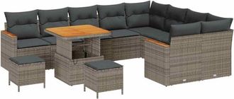 vidaXL Vidaxl - Conjunto De Sof&aacute; De Jard&iacute;n Con Coj&iacute;n 12 Pcs Gris Polirat&aacute;n