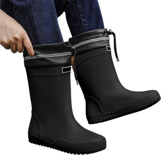 Generic Rain Boots for Men Knee High Garden Boots Mens Rubber Shoes with PVC Comfort Lightweight Work Mud Boots Durable Slip for Gardening Fishing Farming (Bl