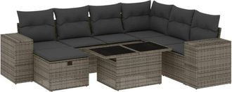 vidaXL Set De Sof&aacute;s De Jard&iacute;n Y Cojines 8 Piezas Rat&aacute;n Sint&eacute;tico Gris Vidaxl