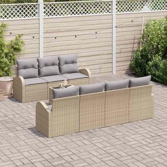 vidaXL Vidaxl - Conjunto De Sof&aacute; De Jard&iacute;n 8 Pcs Beige, Gris 55 X 55 X 37 Cm