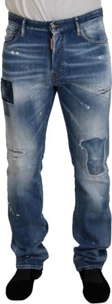 Dsquared2 Dsquared&sup2; Washed Tattered Straight Fit Casual Mens Jeans (Pre-Owned)