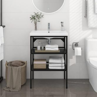 vidaXL Estructura De Lavabo De Hierro Negro 59x38x83 Cm Vidaxl