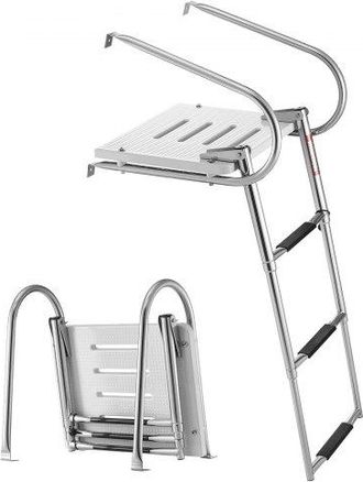 OEM Escalera Para Barco Telesc&oacute;pica De Acero Inoxidable De 3 Pelda&ntilde;os Antideslizantes, Soporta 181 Kg, Escalera Plegable Con Plataforma Y Pasamanos Para E