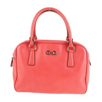 Ferragamo Gancini Leather Boston Bag Handbag Tote Bag (Pre-Owned)