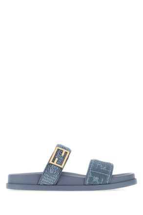 Fendi Blue Logo Sandals