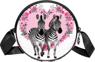 Generic Circle Crossbody Bag for Women, Zebra Lover Small Sling Bag Daypack with Zipper Adjustable Shoulder Straps Casual Ladies Girls Round Purse
