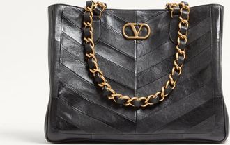 Valentino Garavani Valentino Garavani Laseine Shopping Bag In Nappa Leather With A Chevron Pattern Wo