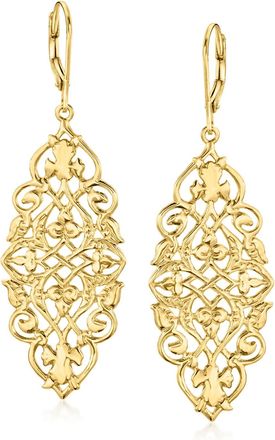 Ross-Simons 18kt Gold Over Sterling Filigree Drop Earrings