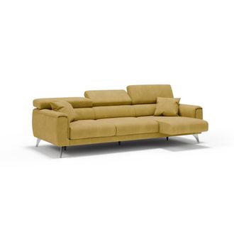 Divani.Store Sof&aacute; 3 plazas extensibles en tejido impermeable 244 cm amarillo