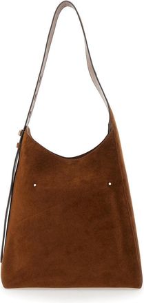 Tory Burch Womens Shoulder Bag Romy Brown Suede Bovine Leather
