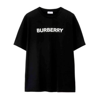 Burberry Tops, Dames, Zwart, L, Katoen, Monogram Print Cotton T-Shirt