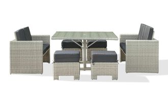 DCB Garden Conjunto de comedor empotrable 8 plazas resina trenzada