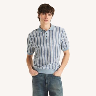 Nautica Mens Striped Sweater Polo