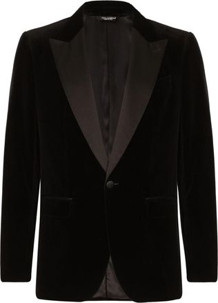 Dolce & Gabbana single-breasted velvet blazer - men - Cotton/Silk/Polyester/Silk - 56 - Black