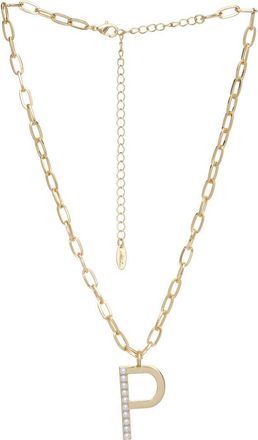 Ettika Imitation Pearl Initial Pendant Necklace in Gold- P at Nordstrom