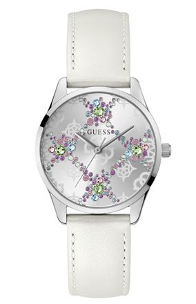 Guess Luster WoMens White Watch GW0837L1 Leather - One Size