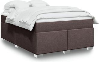 vidaXL Vidaxl - Cama Box Spring Con Colch&oacute;n Tela Marr&oacute;n Oscuro 160x200 Cm