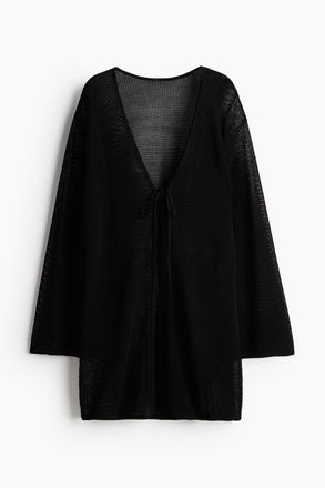 H&M Strandcardigan in Pointellestrick - Schwarz