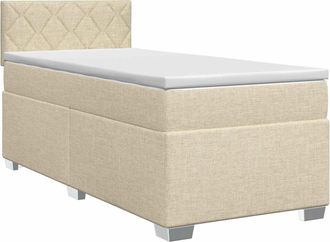 vidaXL Cama Box Spring Con Colch&oacute;n Con Cabecera Crema 80 X 200 Cm Tela Vidaxl