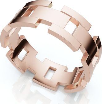 Pompeii3 Mens Calvin 8mm Interlocked Wedding Band 10k Gold Band