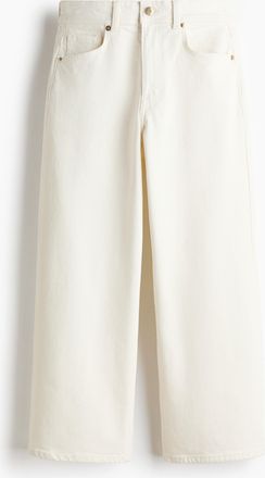H&M Wide High Waist Ankle Jeans - White