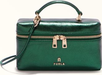 Furla Camelia Borsa Mini Botanical Green Pelle Di Vitello Piuma Metal Donna