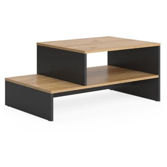 Vicco Tavolino da salotto Amely, Quercia dorata/antracite, 90 x 55 cm con ripiano, Vicco