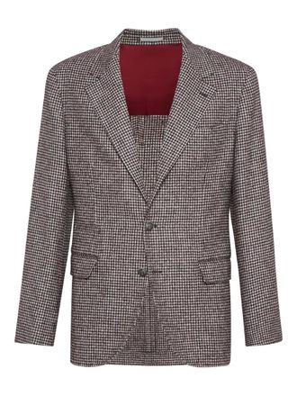 Brunello Cucinelli houndstooth blazer - men - Fabric/Wool/Alpaca - 56 - Brown